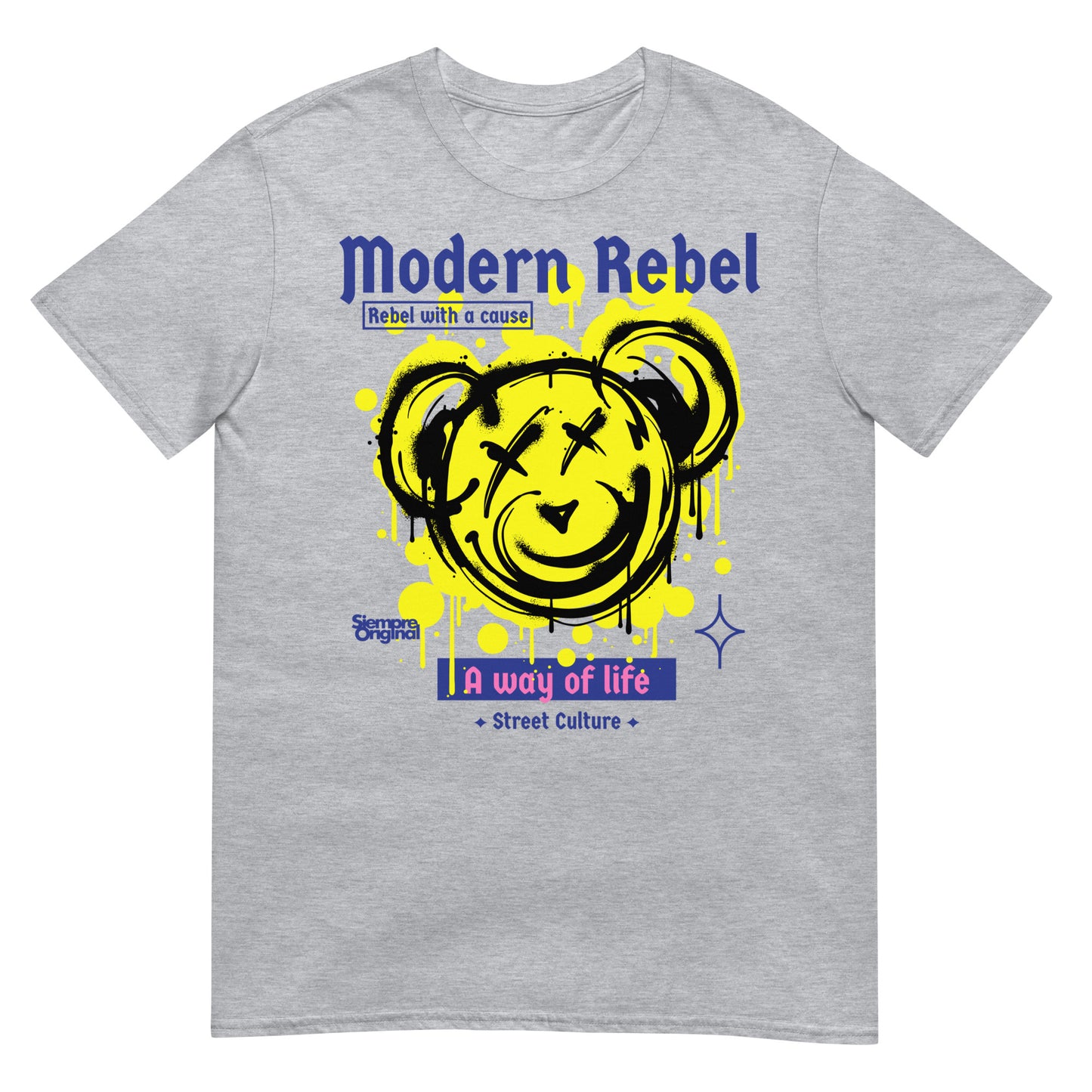 camiseta rebel with a cause teddy bear siempre original urban en color gris