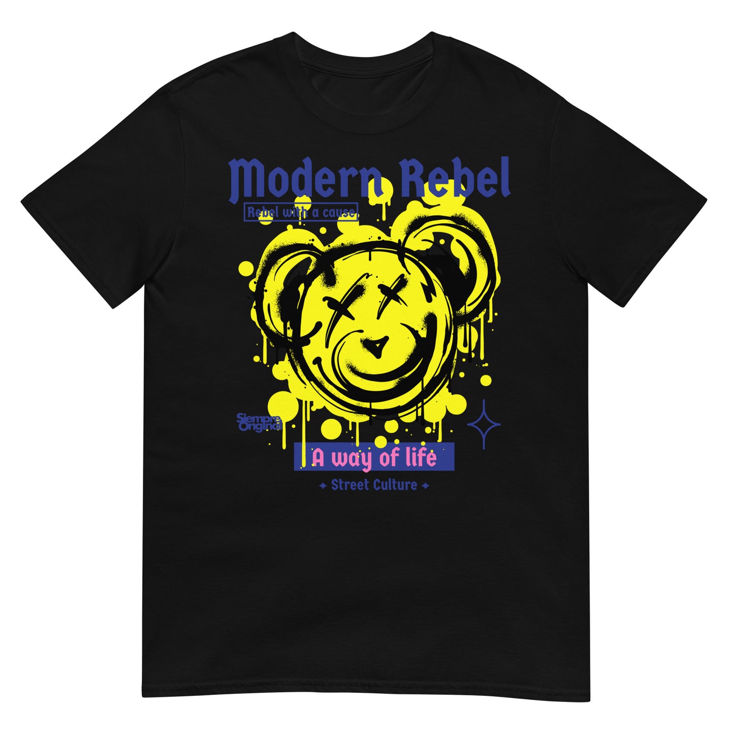 camiseta rebel with a cause teddy bear siempre original urban en color negro