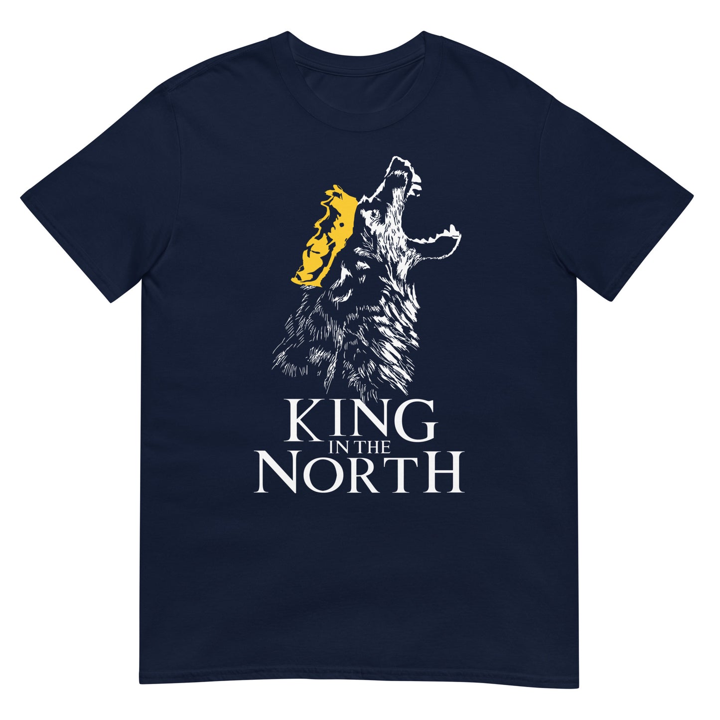 camiseta rey en el norte lobo juego de tronos azul marino