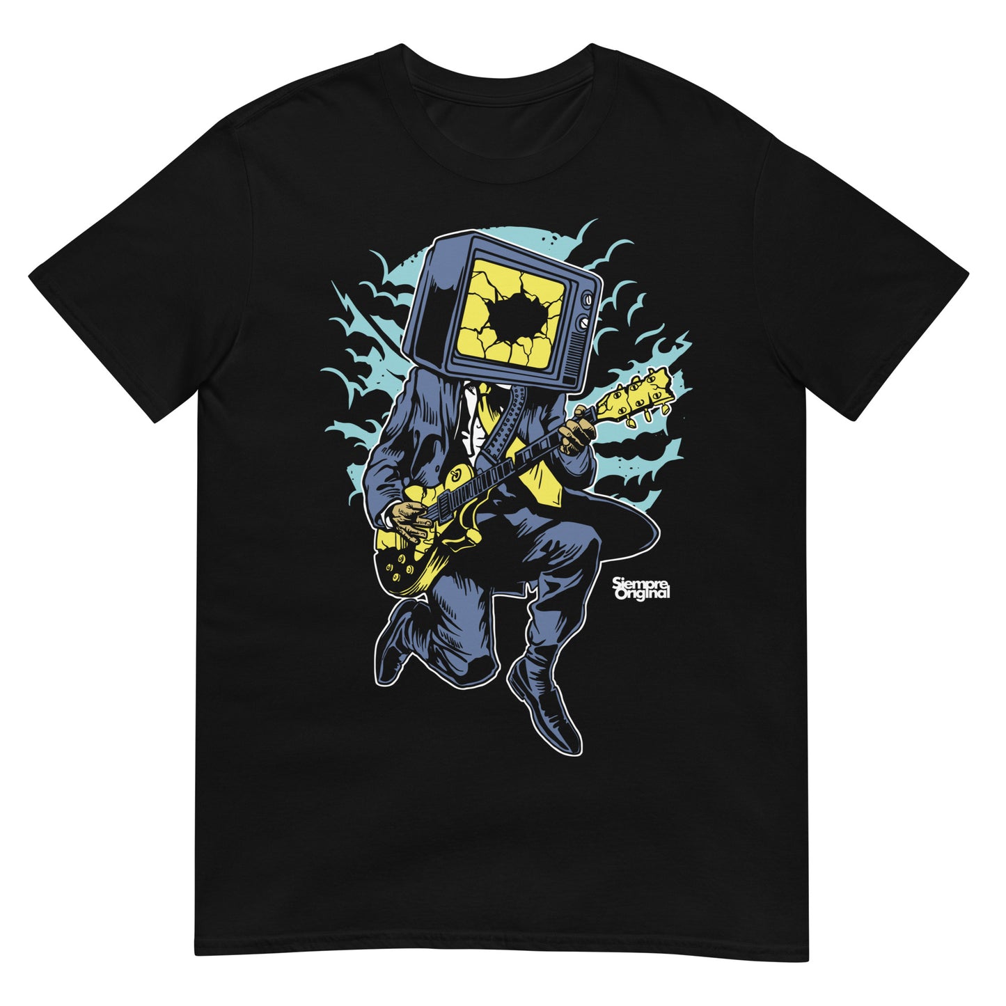 camiseta rock against screens television siempre original urban en color negro