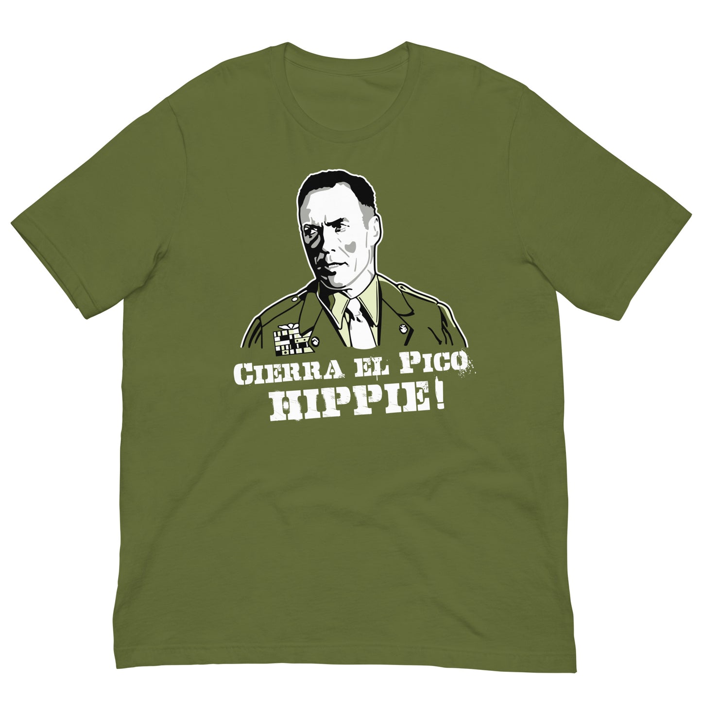 camiseta el sargento de hierro cierra el pico hippie verde oliva