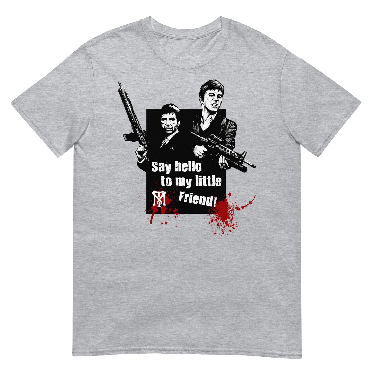 camiseta say hello to my little friend tony montana scarface gris