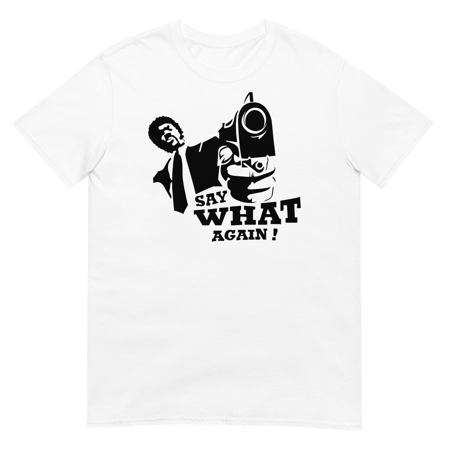 camiseta say what again pulp fiction blanca