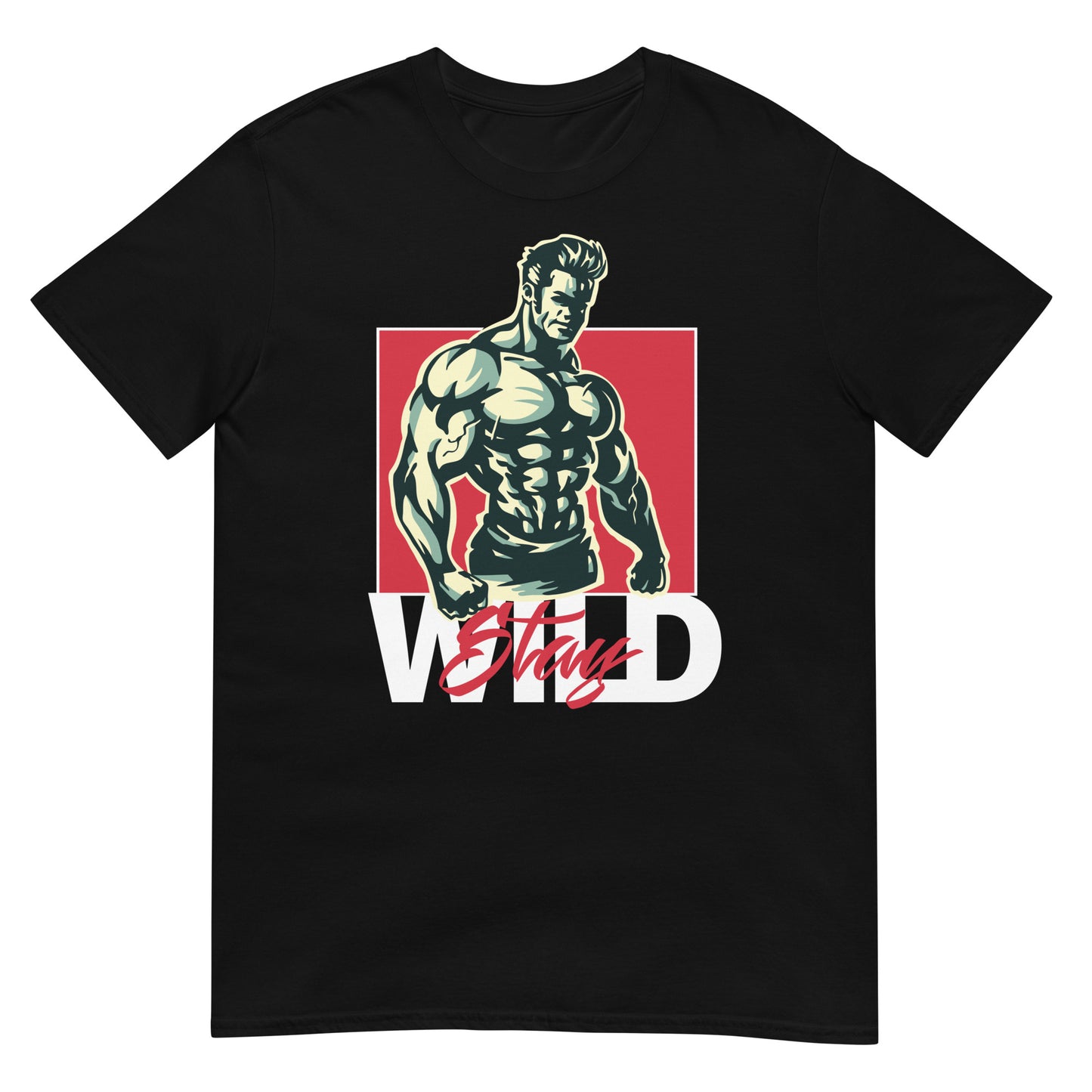 camiseta stay wild gym gimnasio fitness en color negro