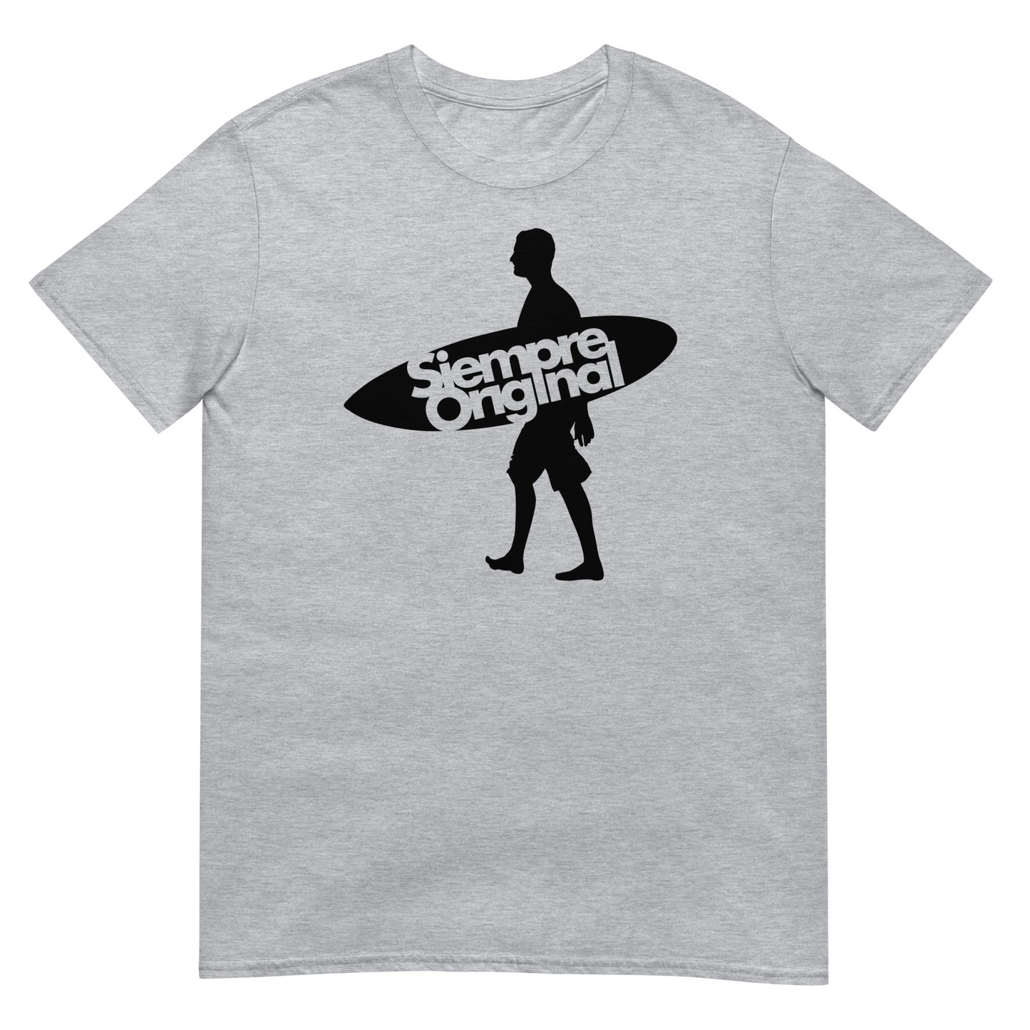 camiseta surfista tabla gris