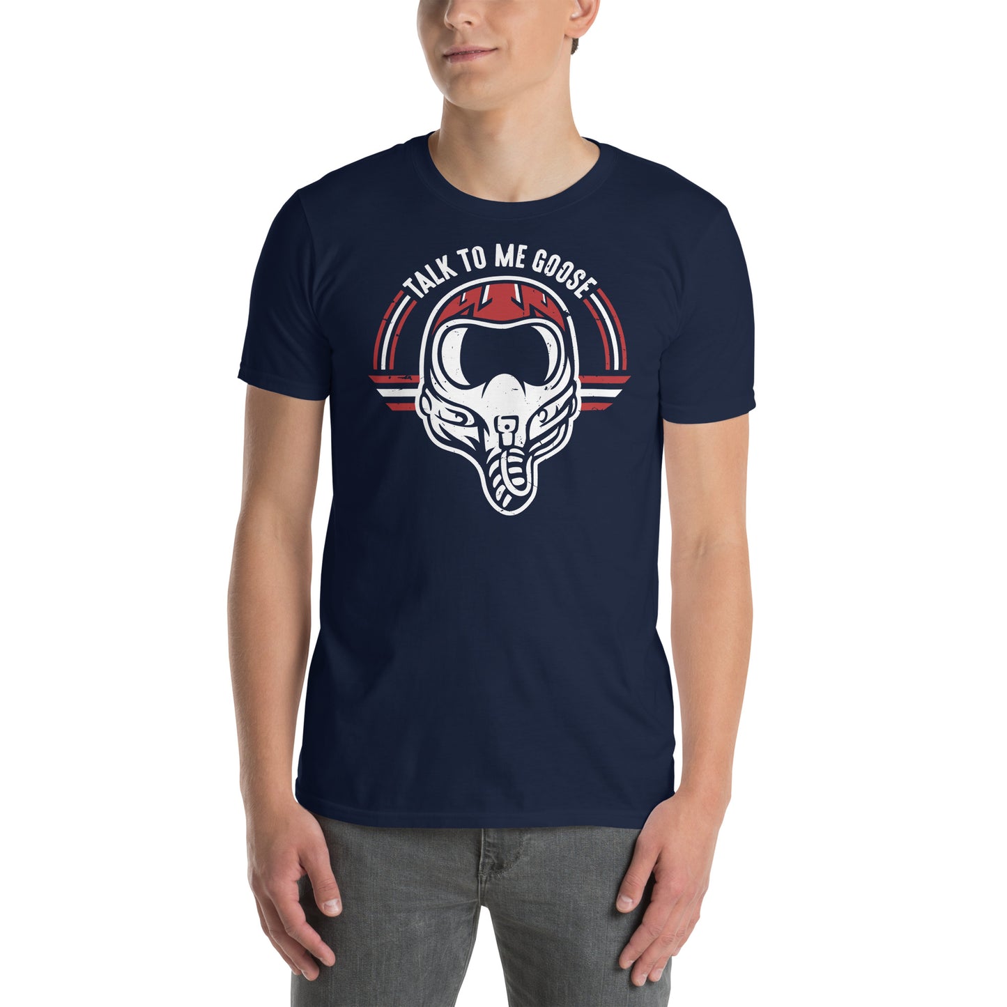 hombre con camiseta talk to me goose top gun en color azul marino