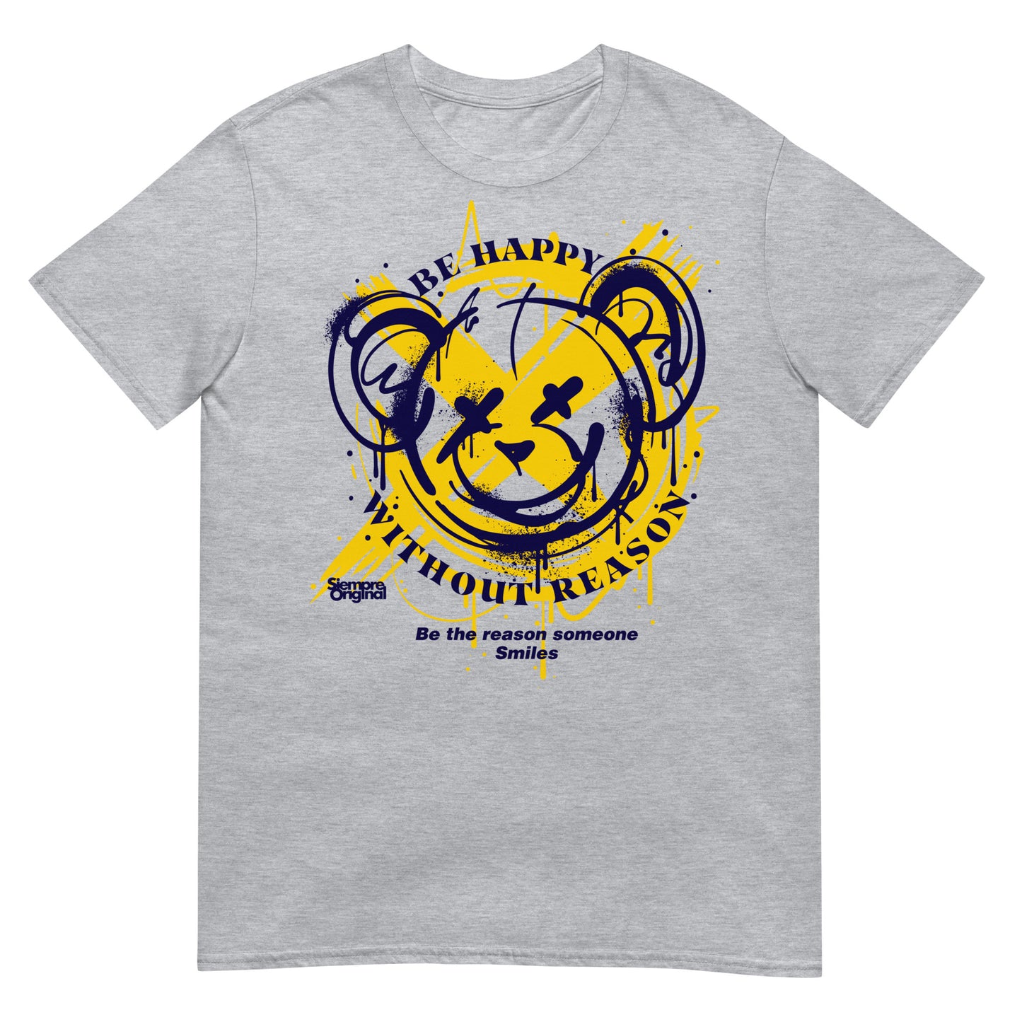 camiseta teddy bear be happy gris