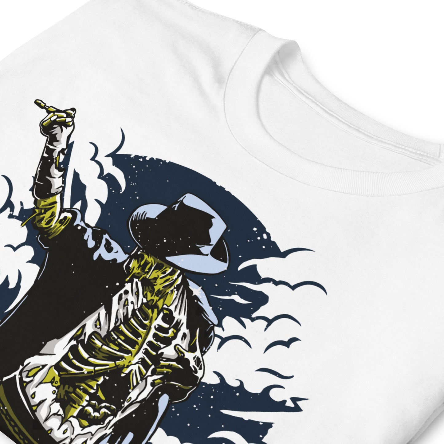 detalle de camiseta thrill to death michael jackson zombie siempre original urban en color blanco