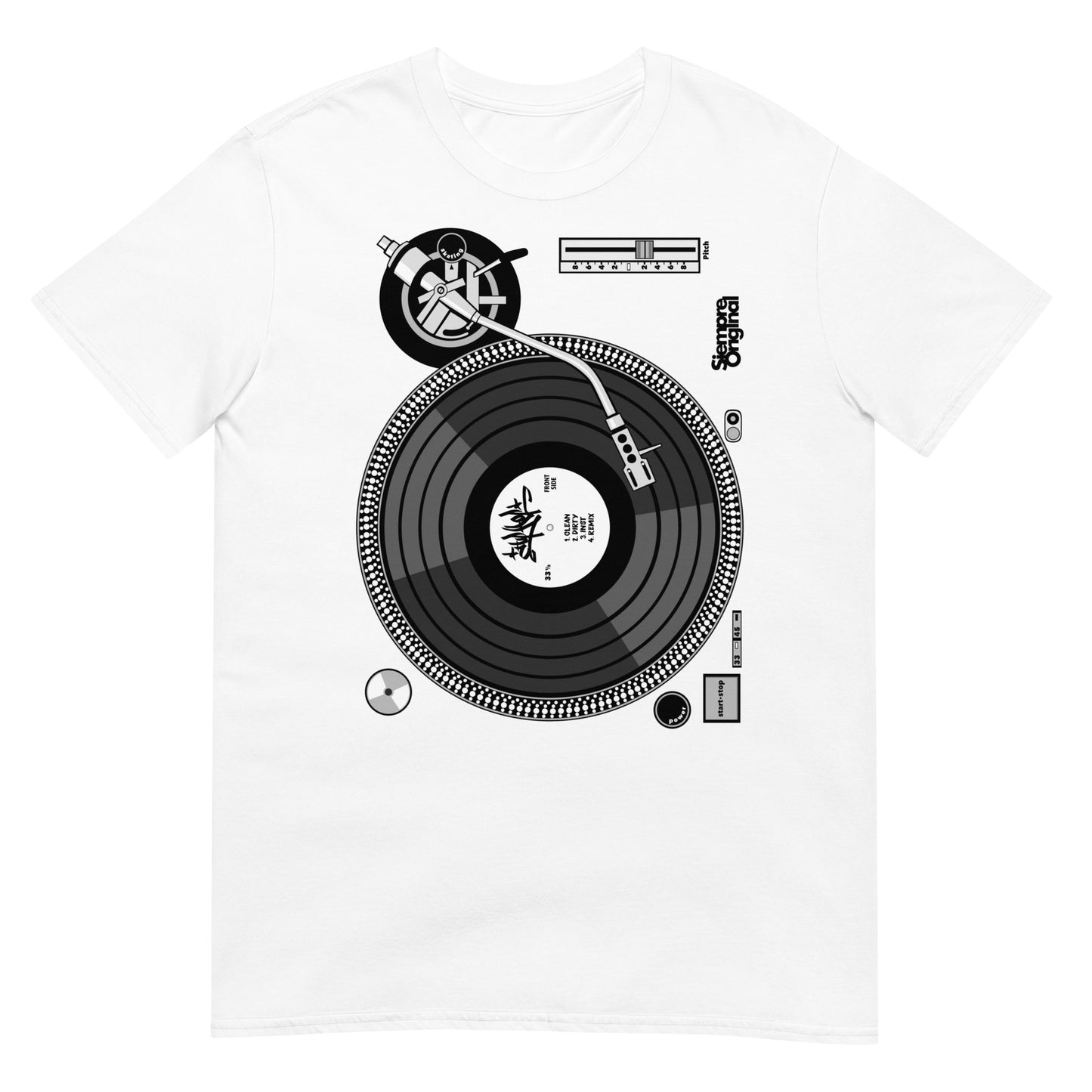 camiseta turntable plato dj siempre original urban en color blanco