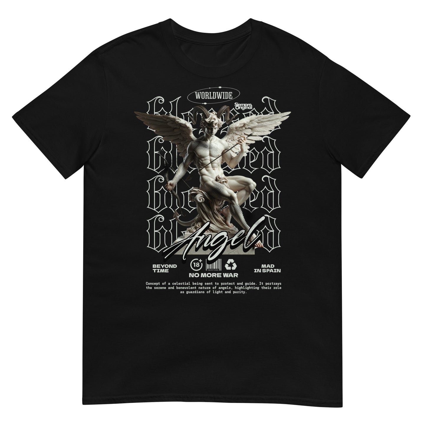 camiseta urbana angel blessed bendecido siempre original en color negro