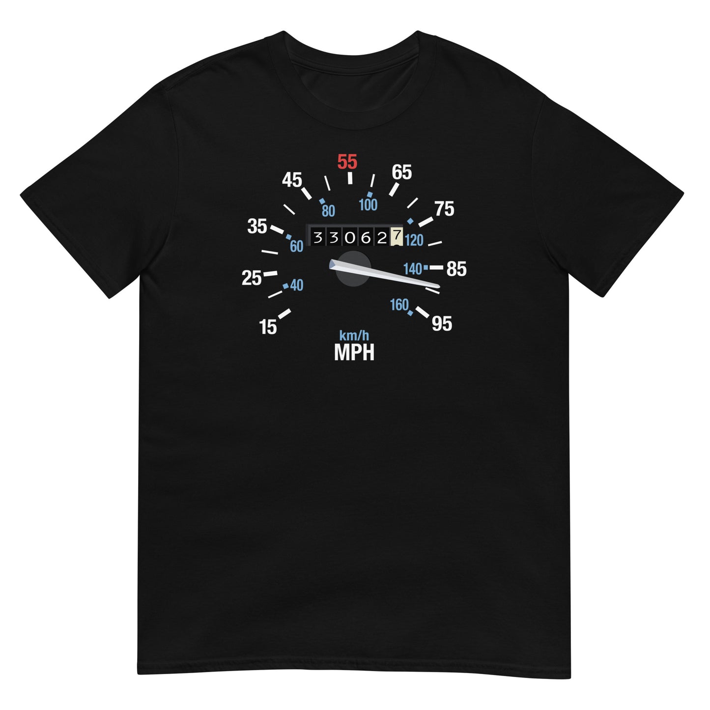 camiseta velocimetro delorean 88 mph regreso al futuro en color negro