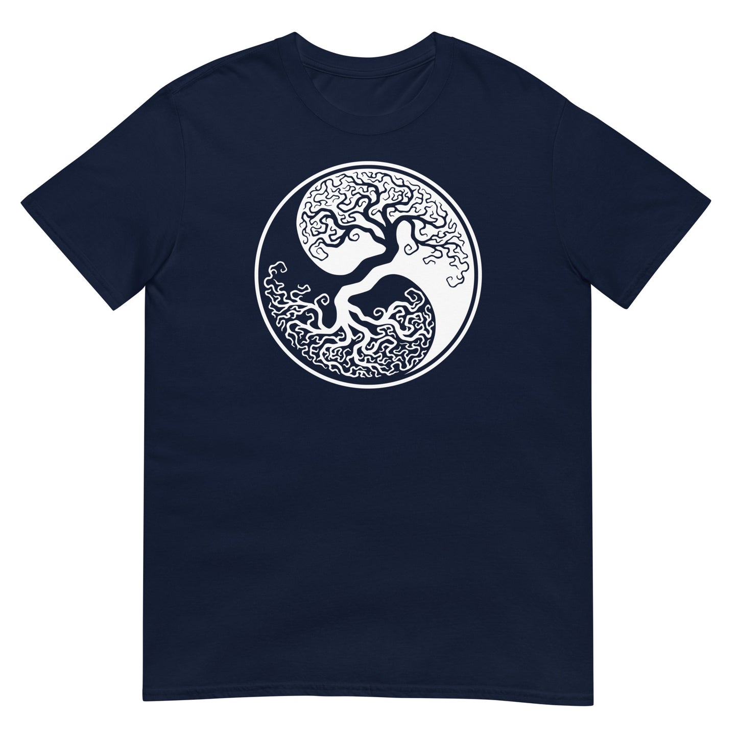 camiseta yggdrasil vikingo arbol de la vida azul marino