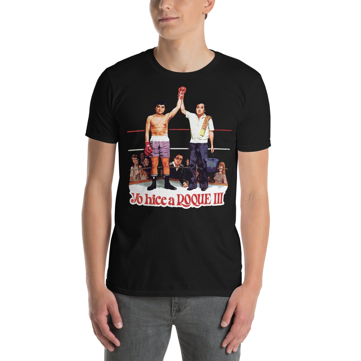 hombre con camiseta yo hice a roque iii tercero andres pajares fernando esteso en color negro