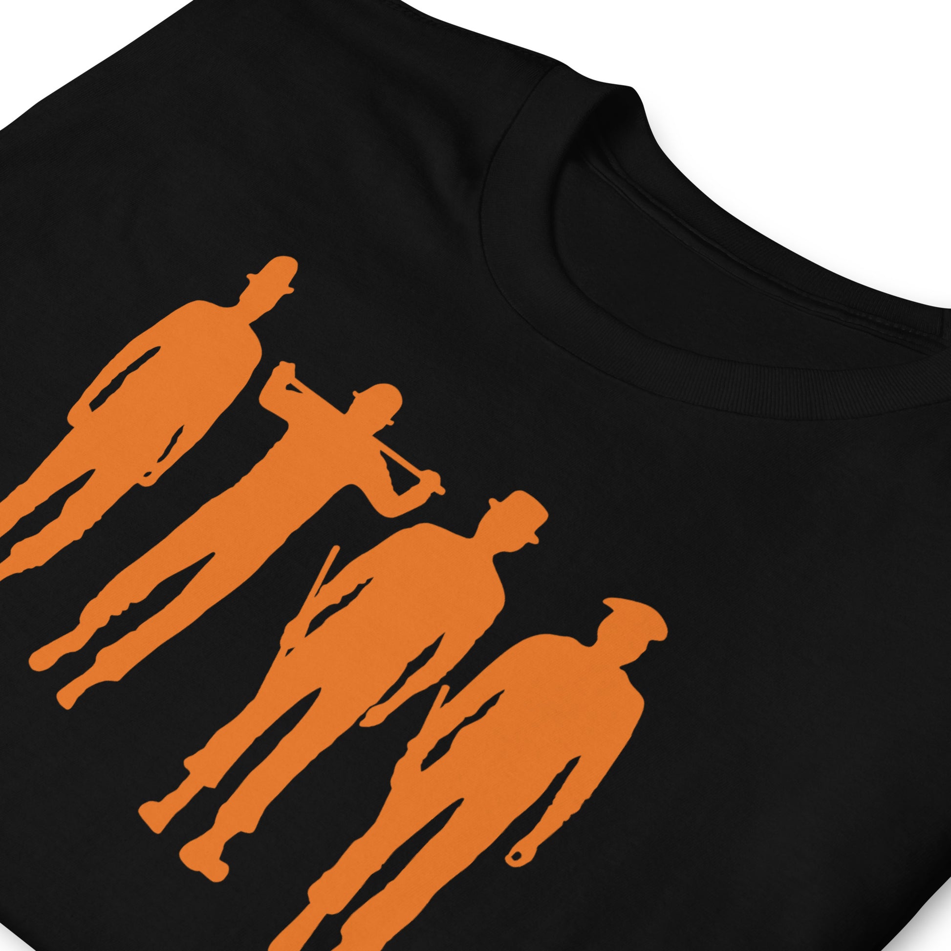 detalle de camiseta de la naranja mecanica en color negro