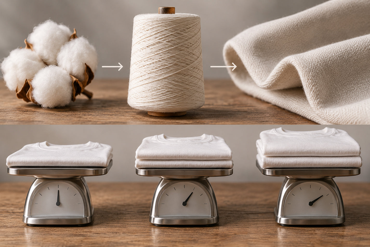 Relación entre algodón ring-spun y gramaje de las camisetas