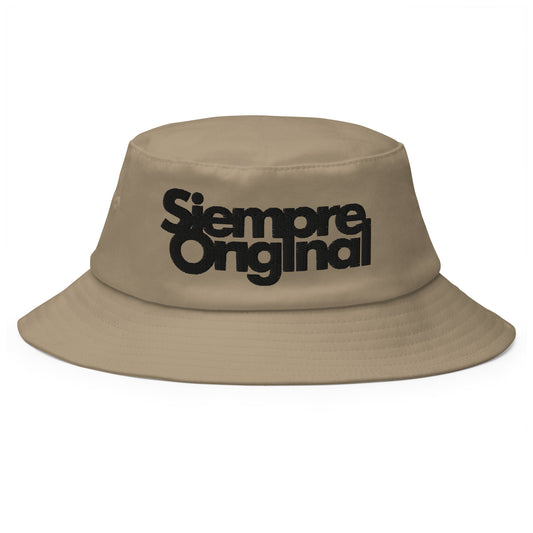 Gorro de Pescador con logo Siempre Original bordado. Color Caqui.