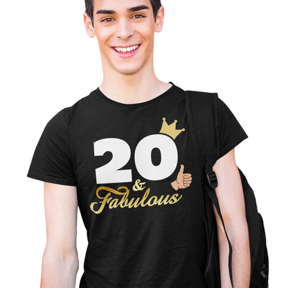 hombre con camiseta 20 and fabulous regalo cumpleanos negra