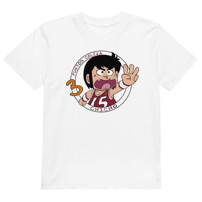 camiseta 3 puntos colega chicho terremoto baloncesto infantil en color blanco