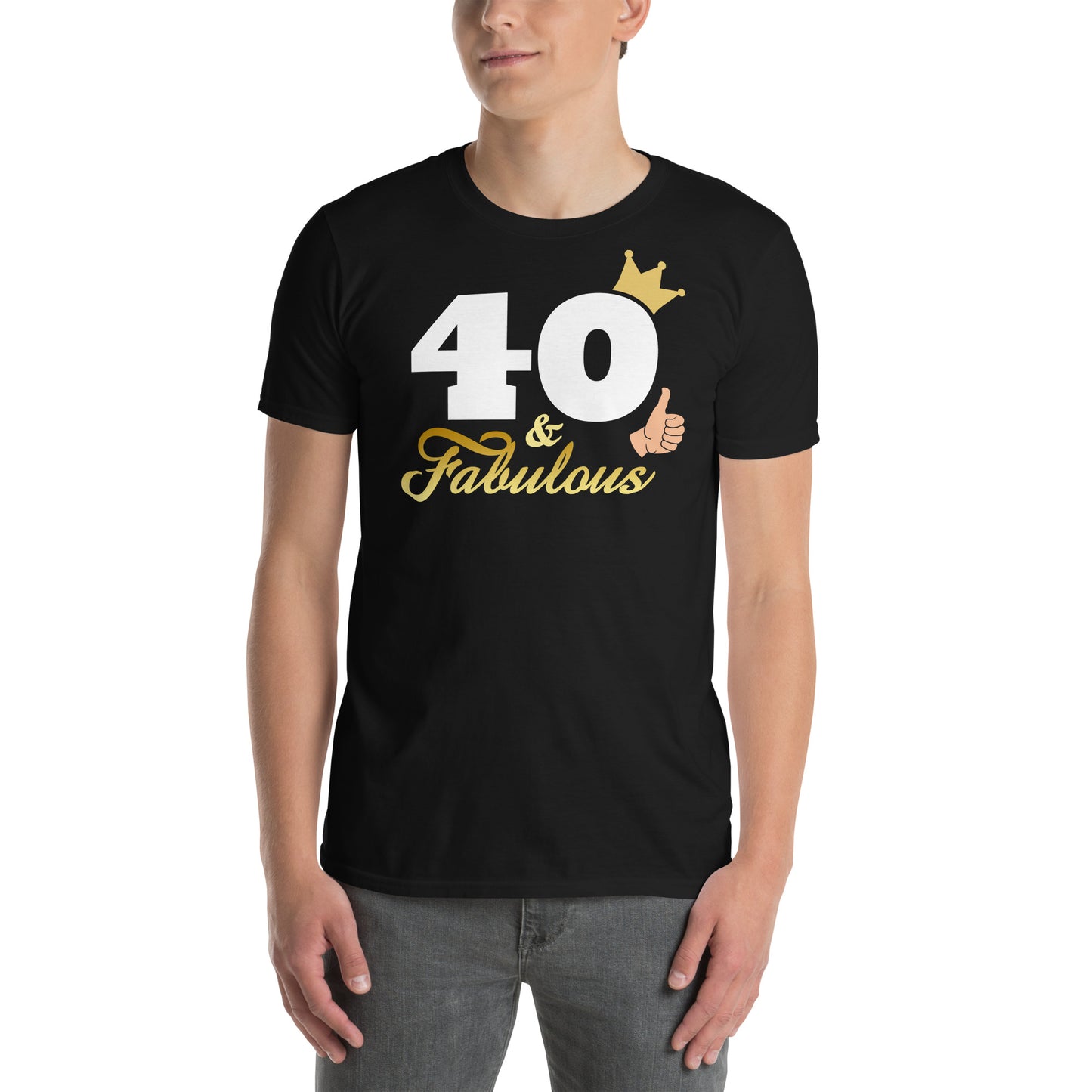 hombre con camiseta 40 and fabulous regalo cumpleanos negra