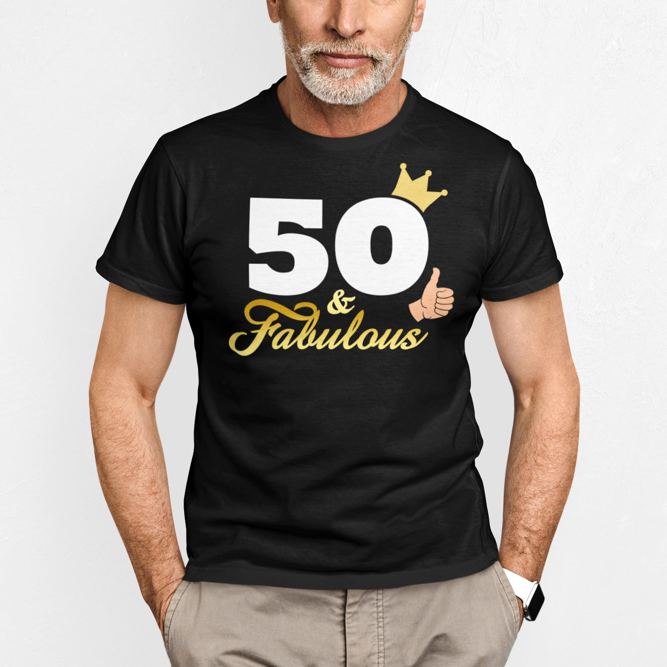 hombre con camiseta 50 and fabulous regalo cumpleanos negra