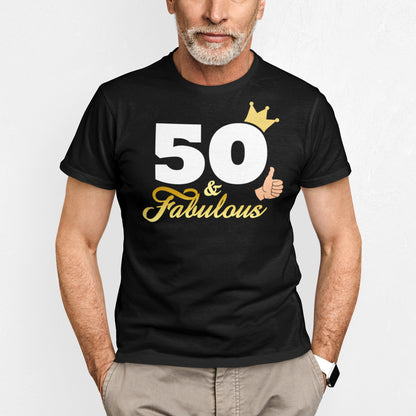 hombre con camiseta 50 and fabulous regalo cumpleanos negra