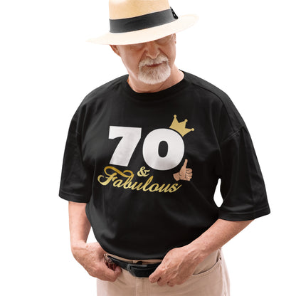 hombre con camiseta 70 and fabulous regalo cumpleanos negra