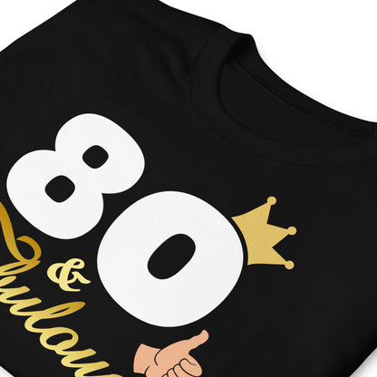 detalle de camiseta 80 and fabulous regalo cumpleanos negra