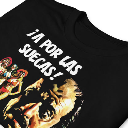 detalle de camiseta a por las suecas negra