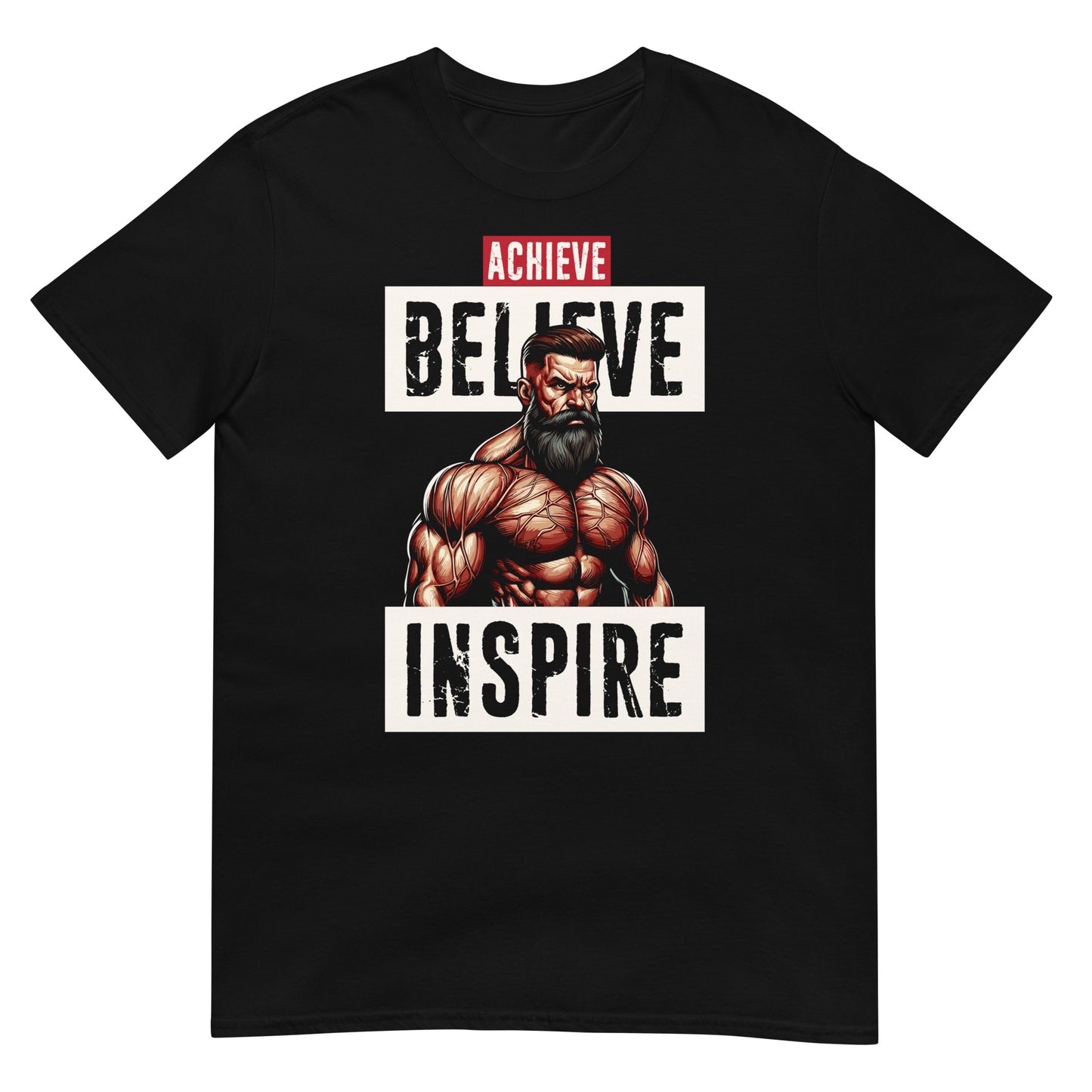 camiseta achieve believe inspire gym gimnasio fitness en color negro