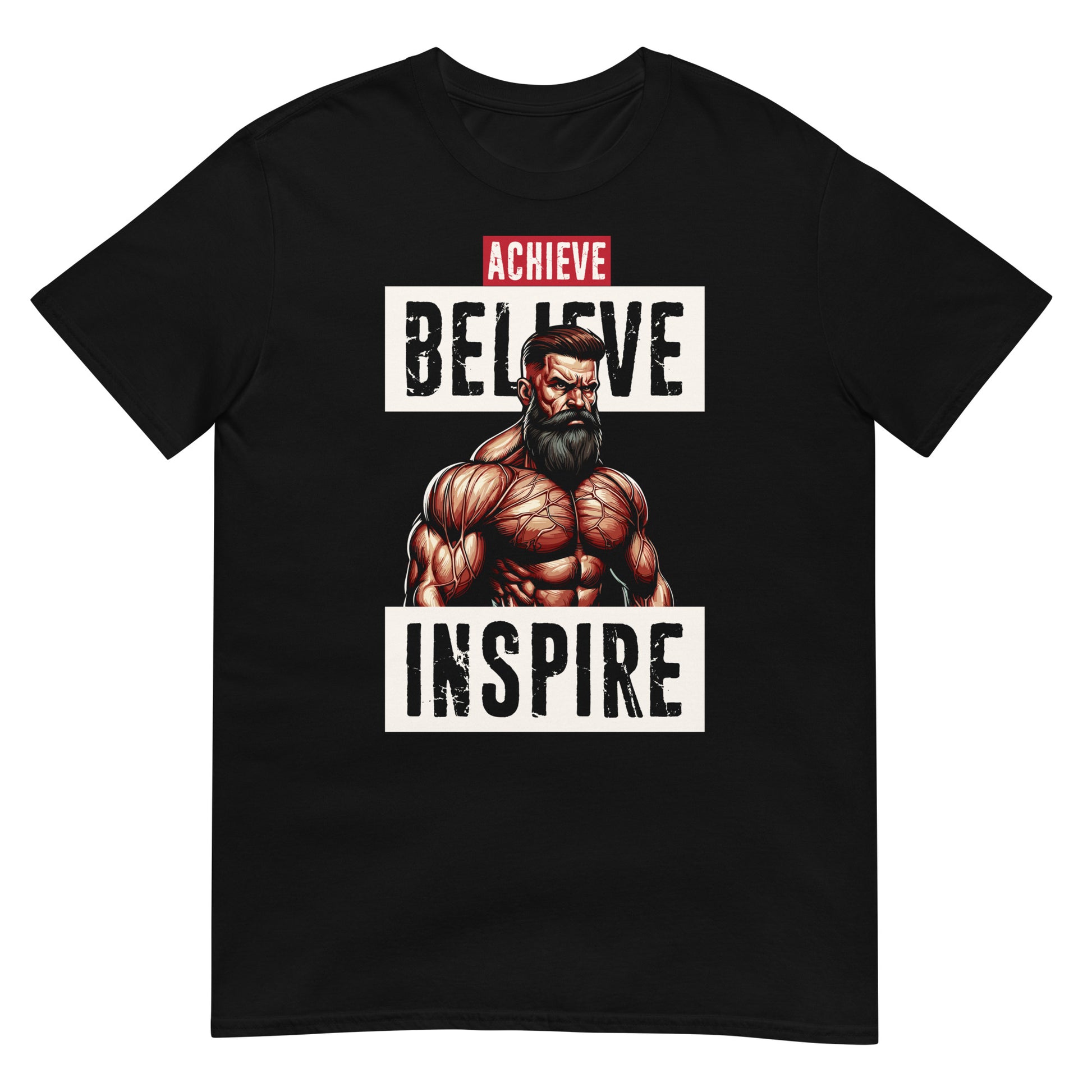 camiseta achieve believe inspire gym gimnasio fitness en color negro
