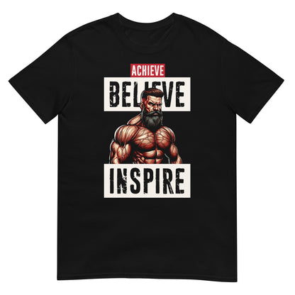 camiseta achieve believe inspire gym gimnasio fitness en color negro