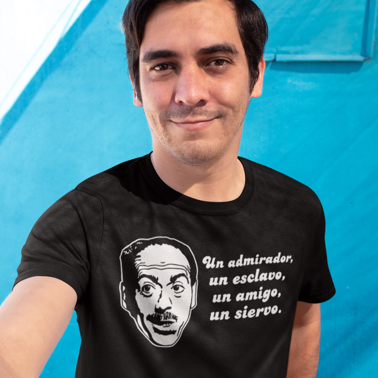 hombre con camiseta un admirador un esclavo un amigo un siervo lopez vazquez atraco a las tres negra