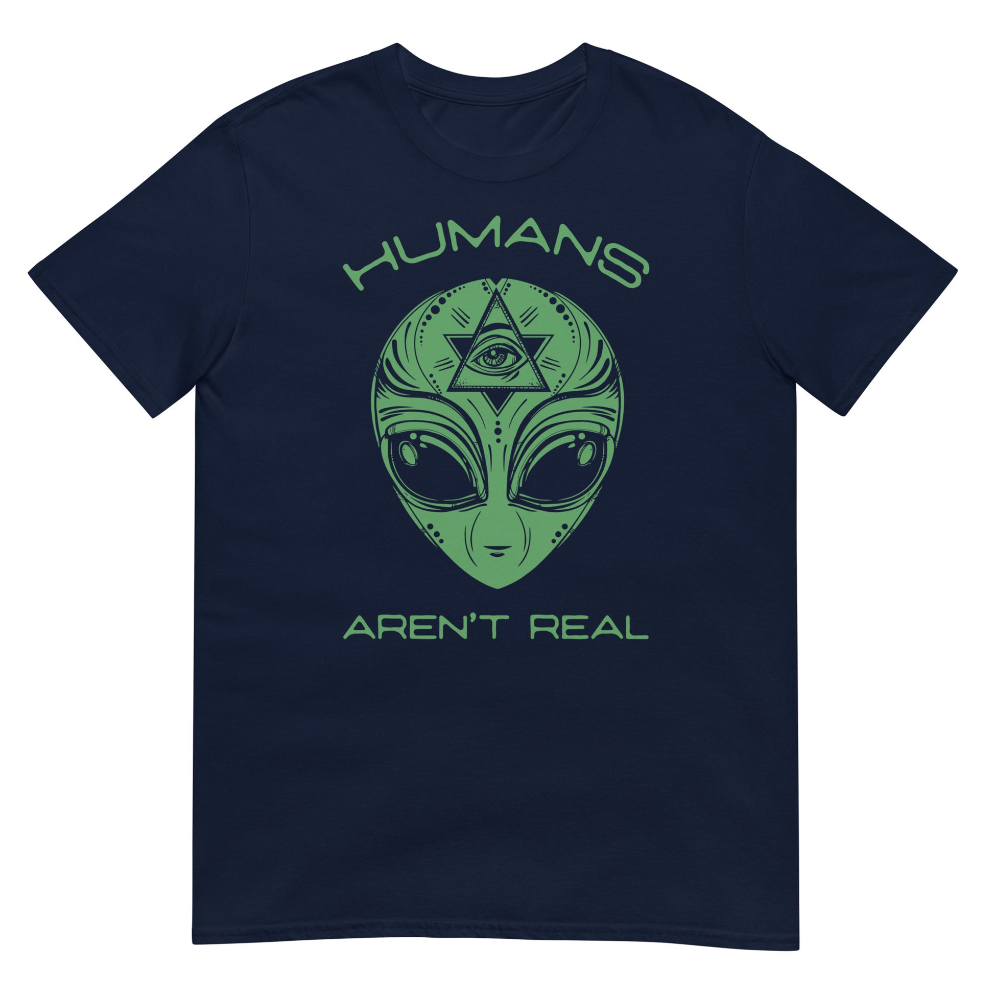 camiseta alien humans arent real azul marino