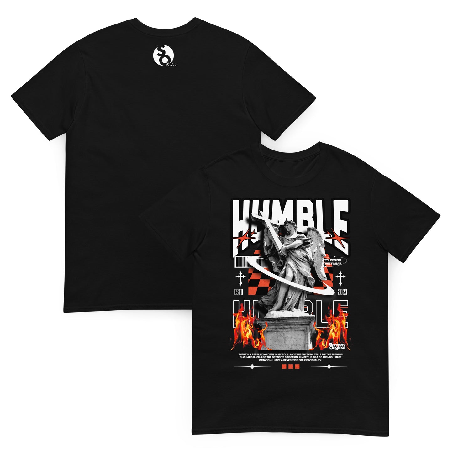 camiseta angel cruz delante y detras negra