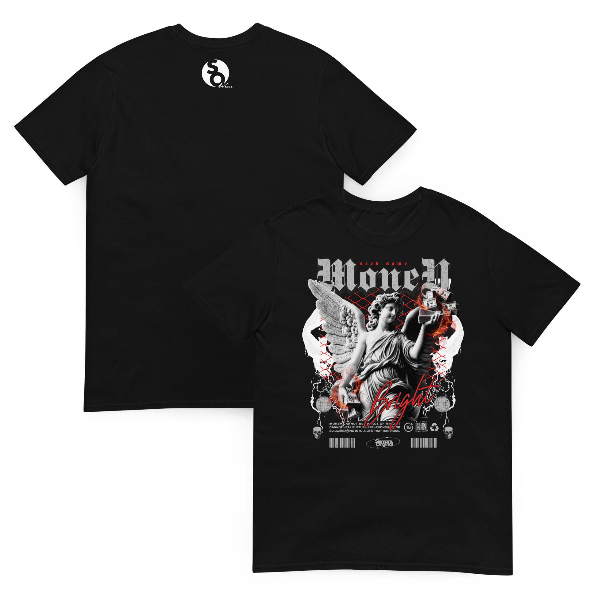 camiseta angel dinero delante y detras negra
