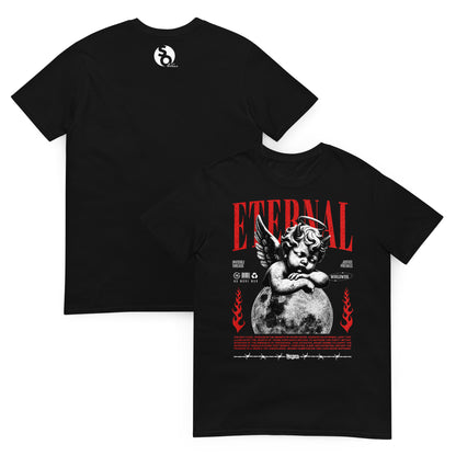 camiseta angel eternal delante y detras negra