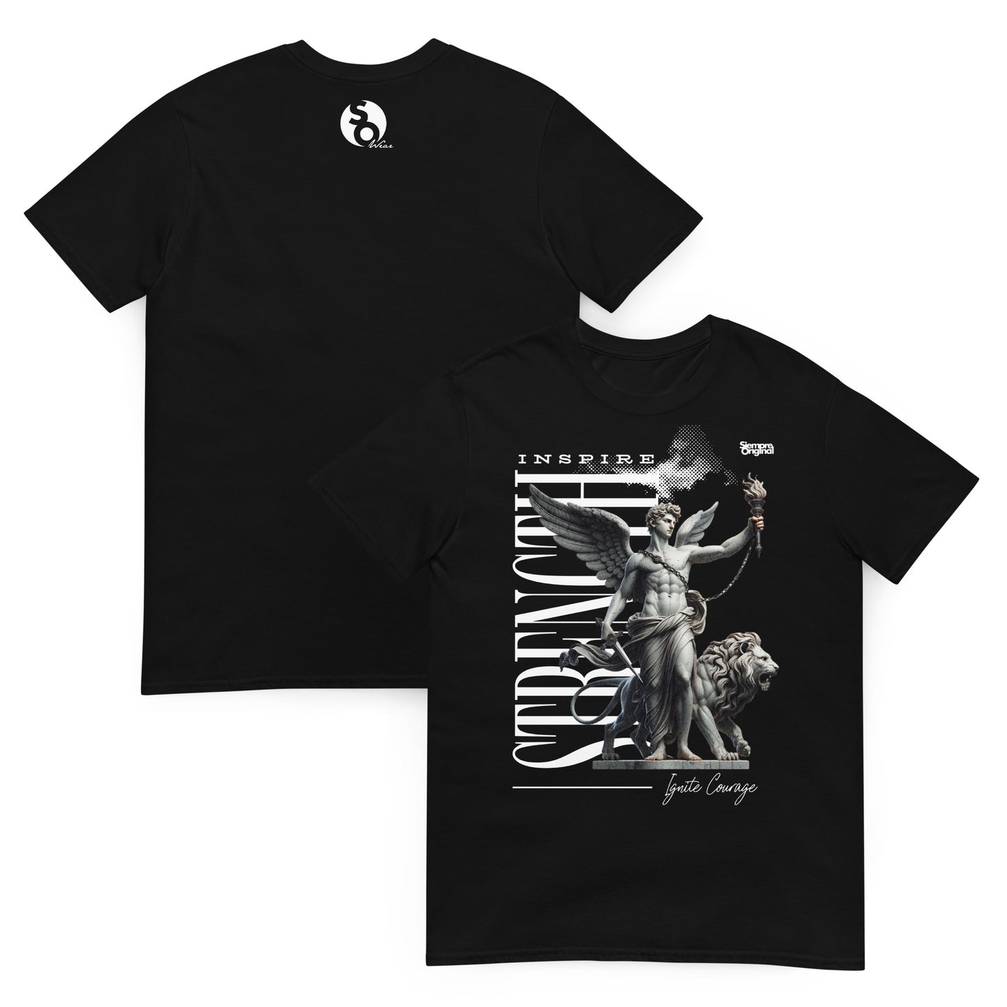 camiseta angel fuerza delante y detras negra