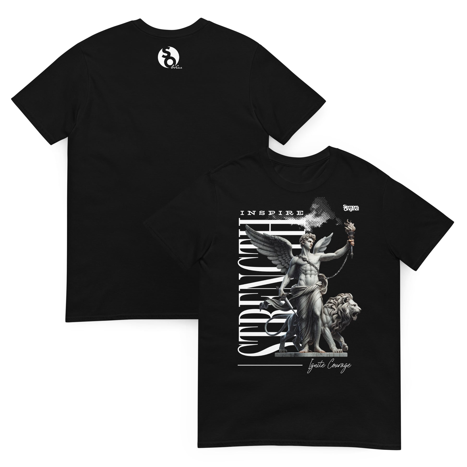 camiseta angel fuerza delante y detras negra