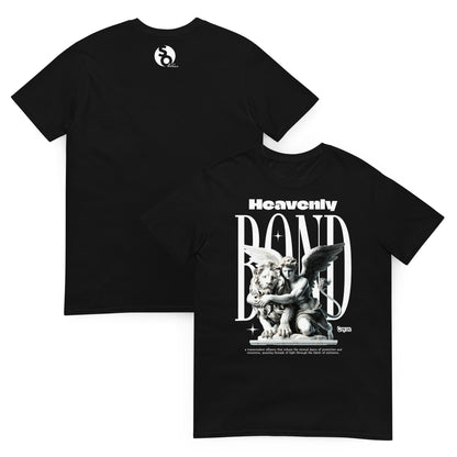 camiseta angel con leon delante y detras negra