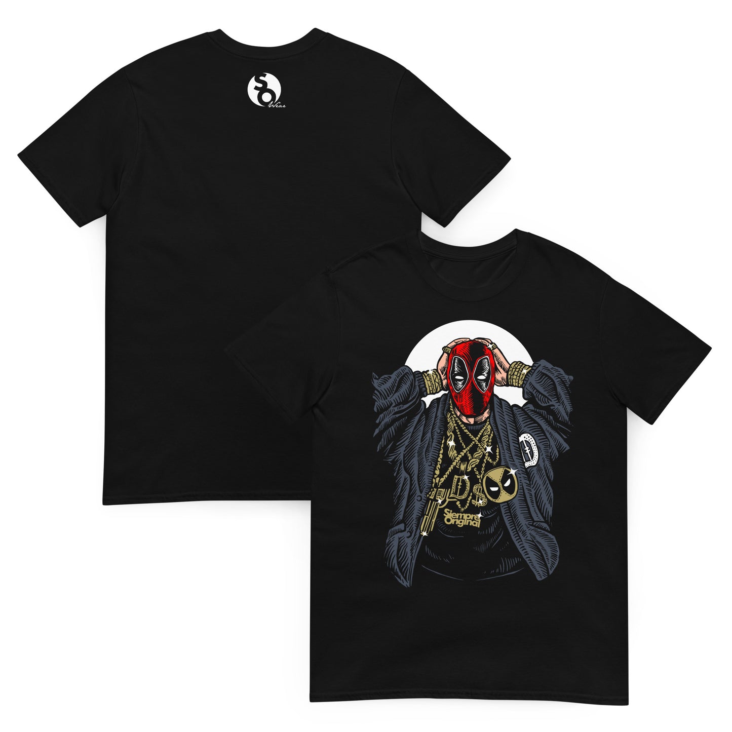 camiseta deadpool gangsta delante y detras negra