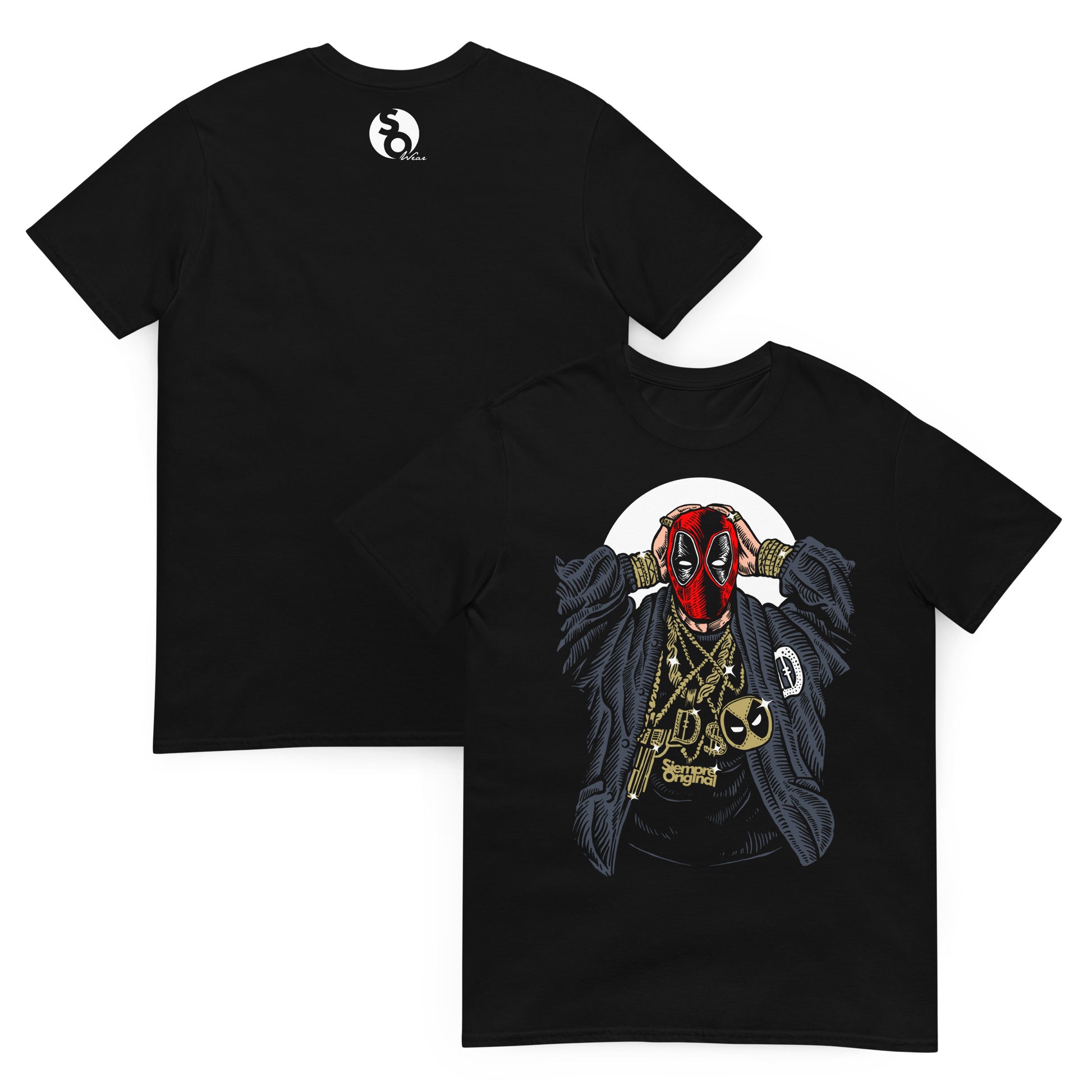 camiseta deadpool gangsta delante y detras negra