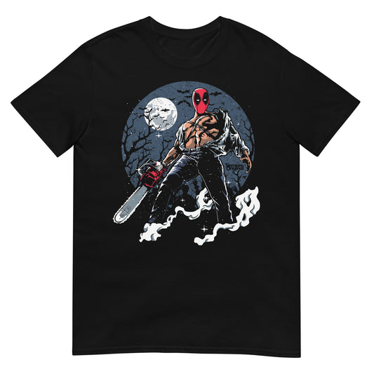 camiseta deadpool motosierra terror negra