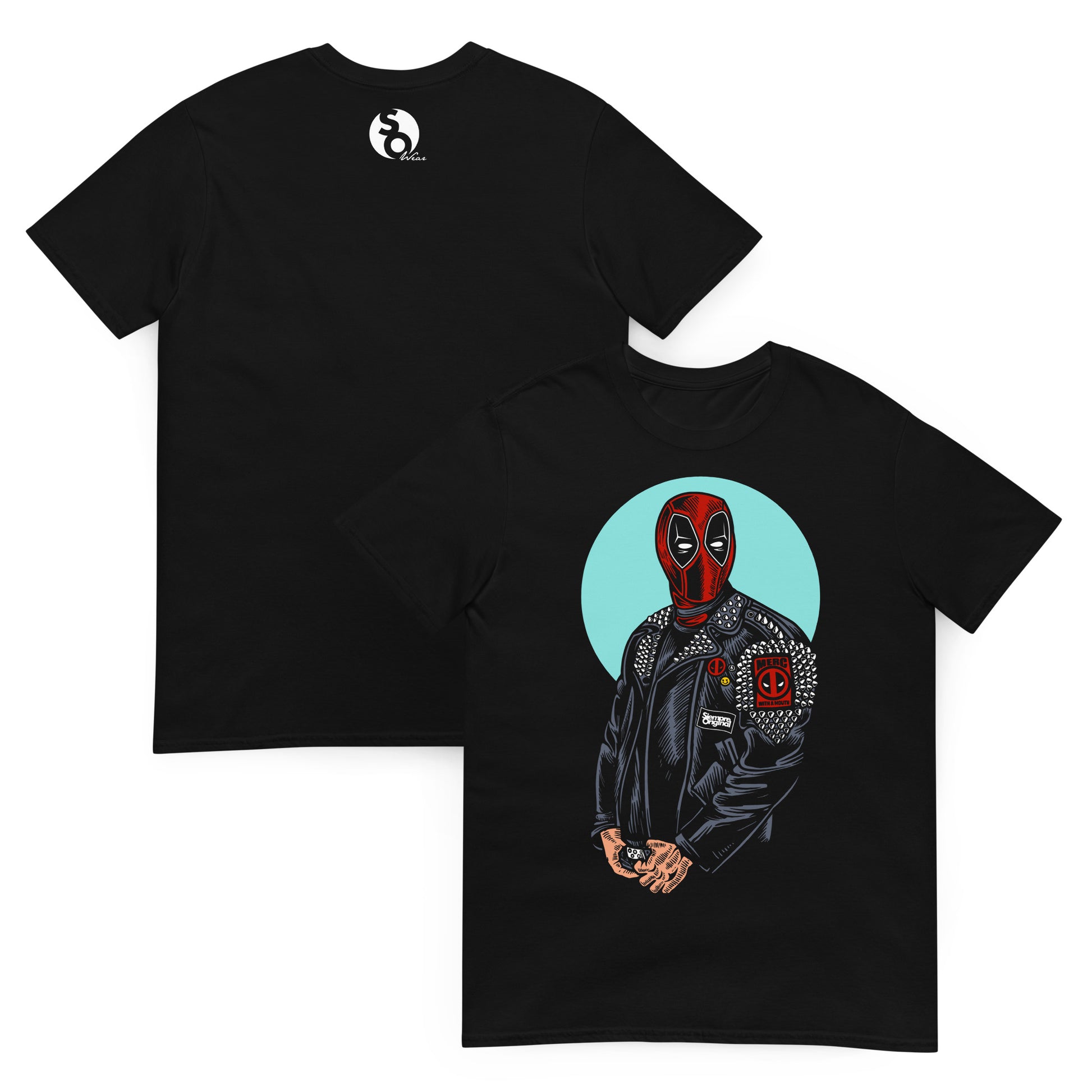 camiseta deadpool punk delante y detras negra