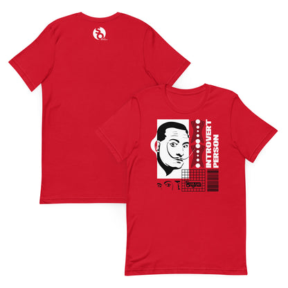 camiseta salvador dali arte surrealista delante y detras roja