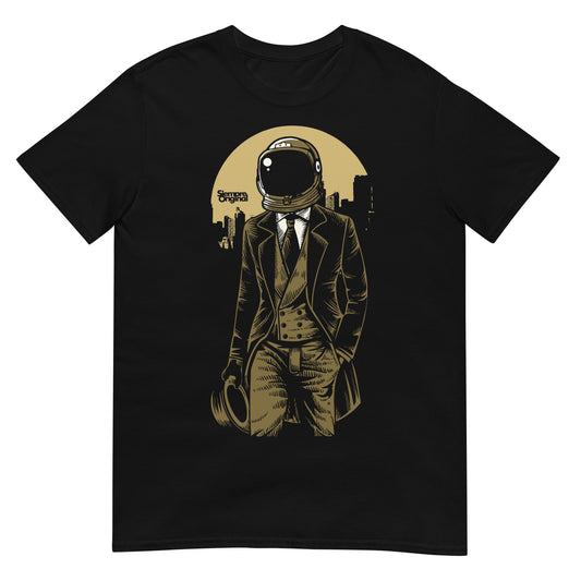 camiseta astronauta elegante negra