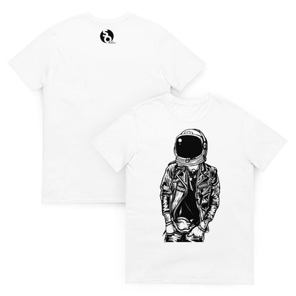 camiseta astronauta punk delante y detras blanca