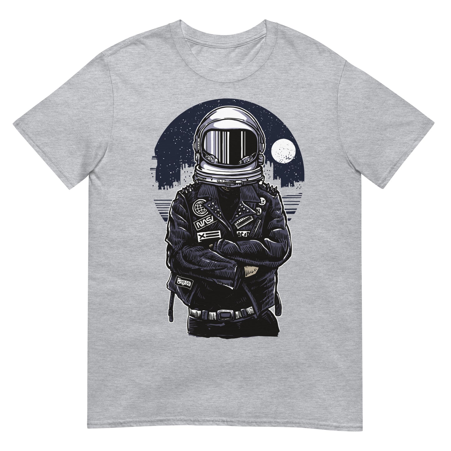 camiseta astronauta rebelde punk gris