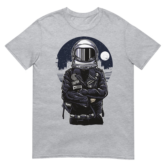 camiseta astronauta rebelde punk gris