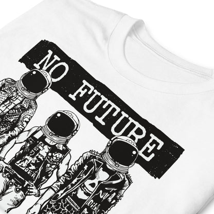 detalle de camiseta astronautas punk no future blanca