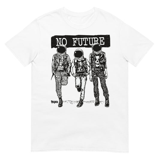 camiseta astronautas punk no future blanca